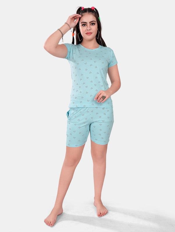 AQUA HEART SHORT CO-ORD SET