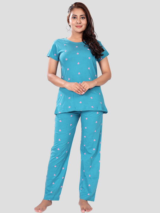 PEACOCK BLUE HEART CO-ORD SET