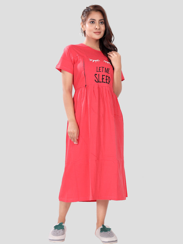 RED LET ME SLEEP MATERNITY WEAR