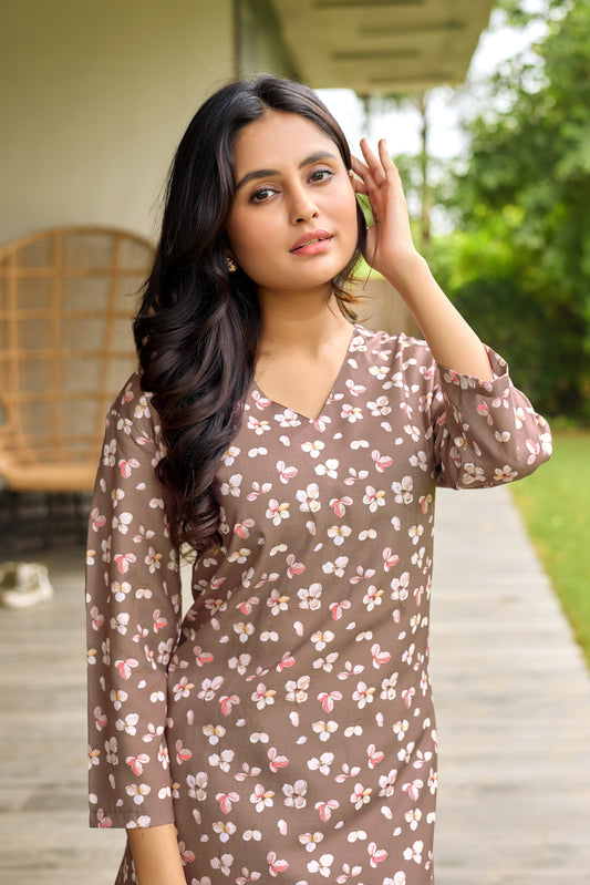 MOCHA WHISPERING FLOWERS CO-ORD SET