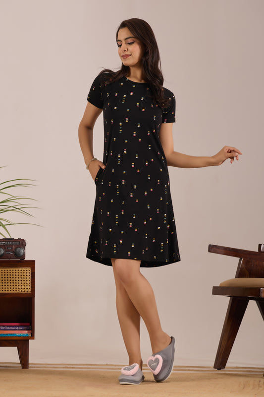 COSMIC BLACK SPRINKLE SHORT NIGHTY