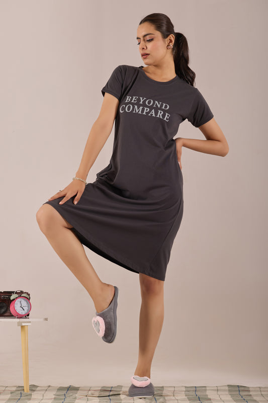 CHARCOAL GREY BEYOND COMPARE SHORT NIGHTY