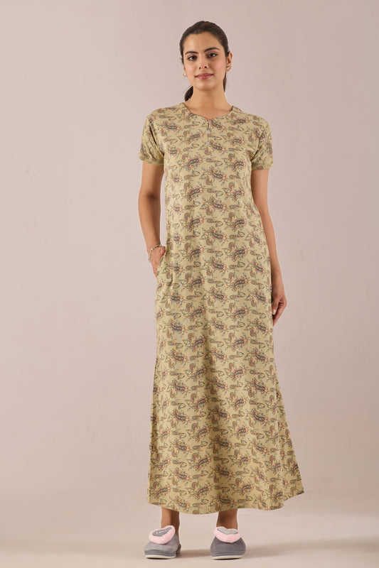 FULL NIGHTY SOFT BEIGE PAISLEY