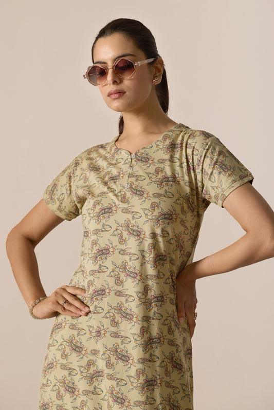 FULL NIGHTY SOFT BEIGE PAISLEY