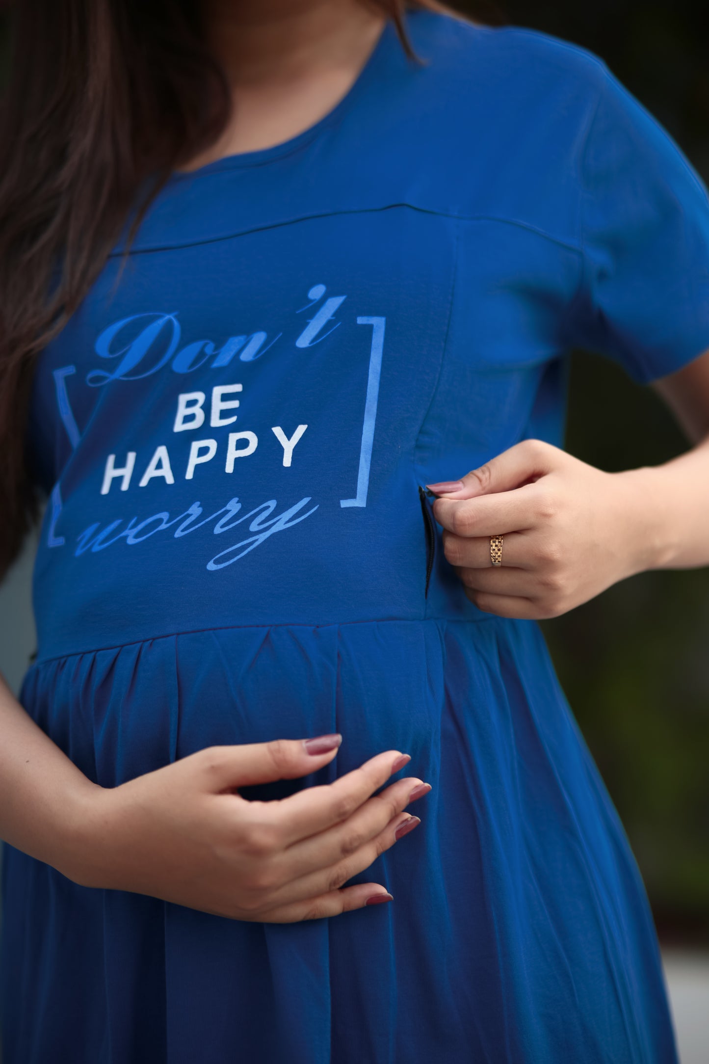 BE HAPPY PEACOCK BLUE MATERNITY