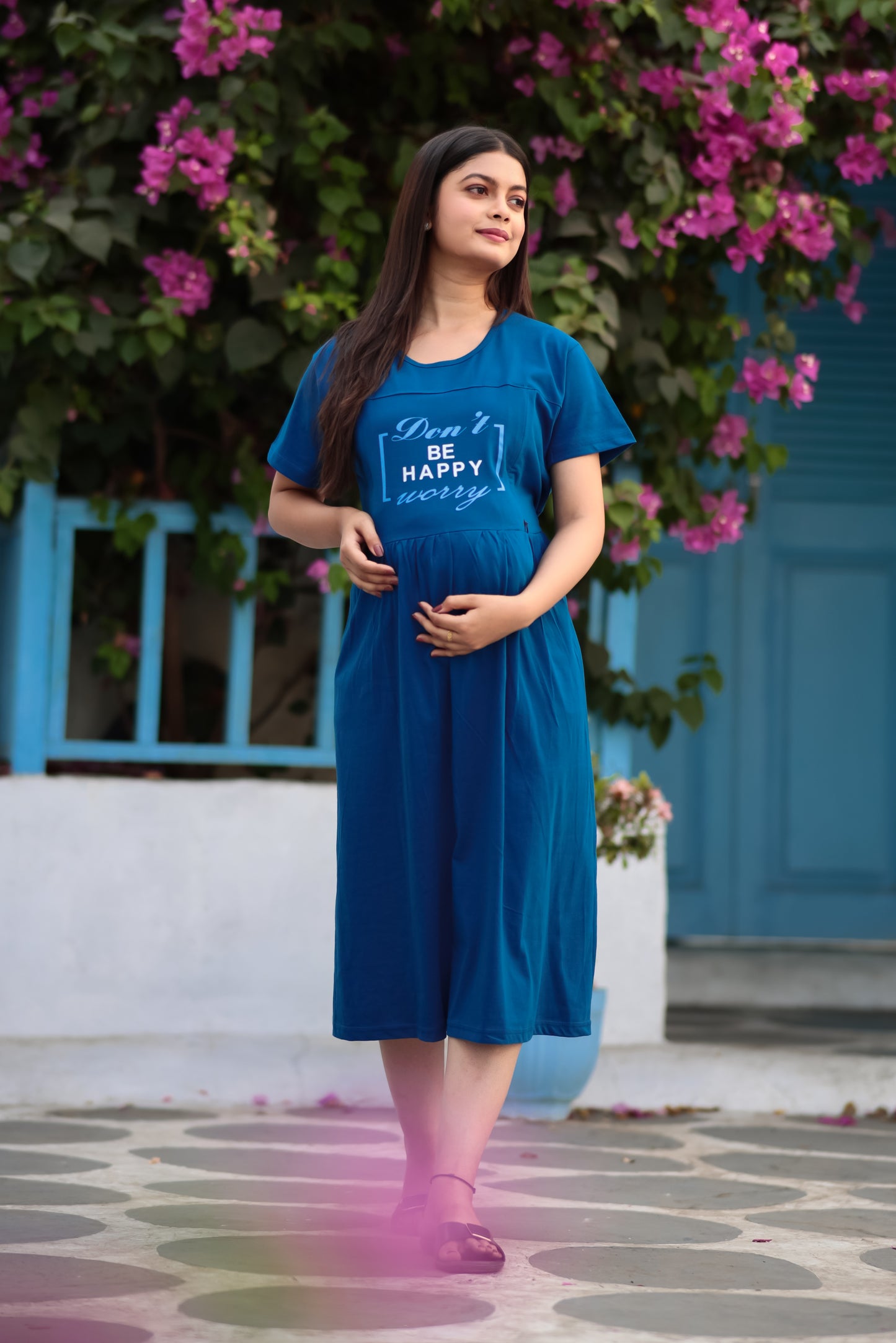 BE HAPPY PEACOCK BLUE MATERNITY