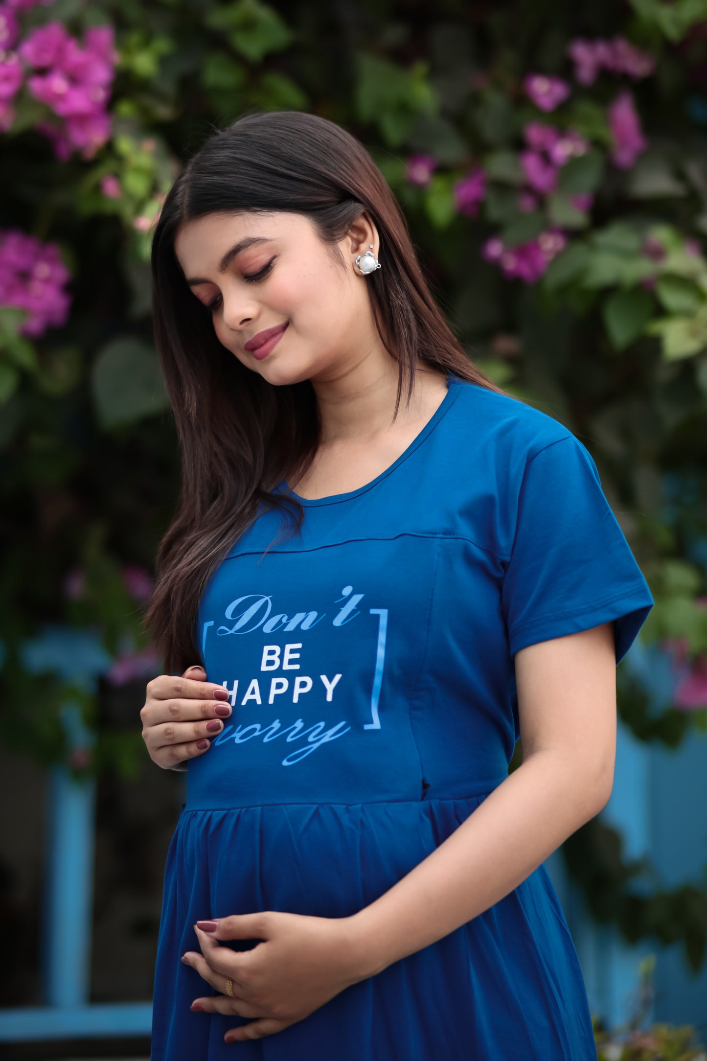 BE HAPPY PEACOCK BLUE MATERNITY