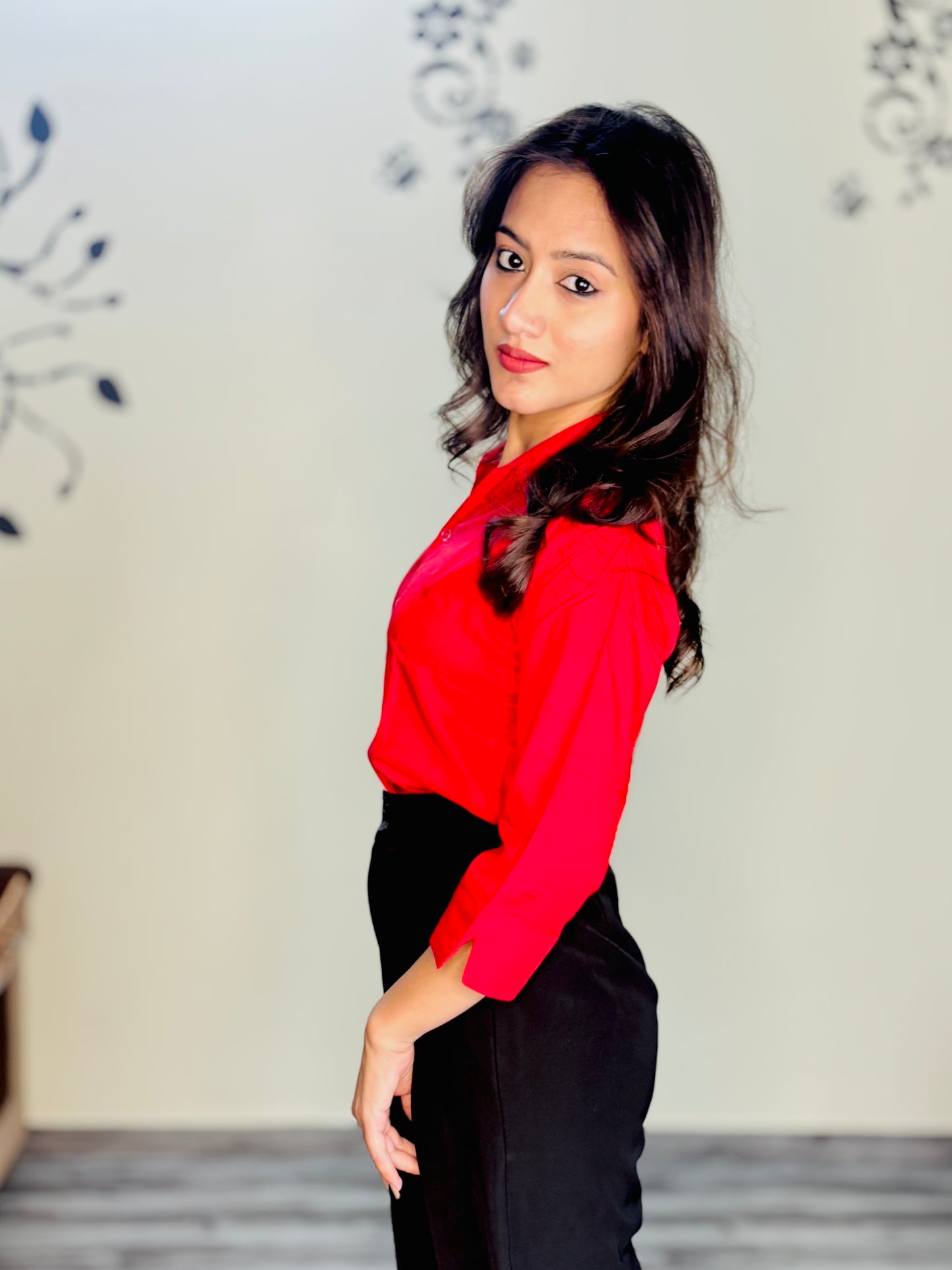 CHERRY RED SILK RAYON SHIRT (only shirt)