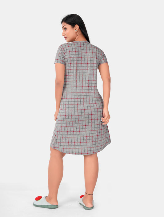 GREY CHECKS SHORT NIGHTY