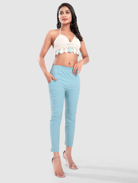 TWILL LYCRA PANT - PASTEL LIGHT BLUE