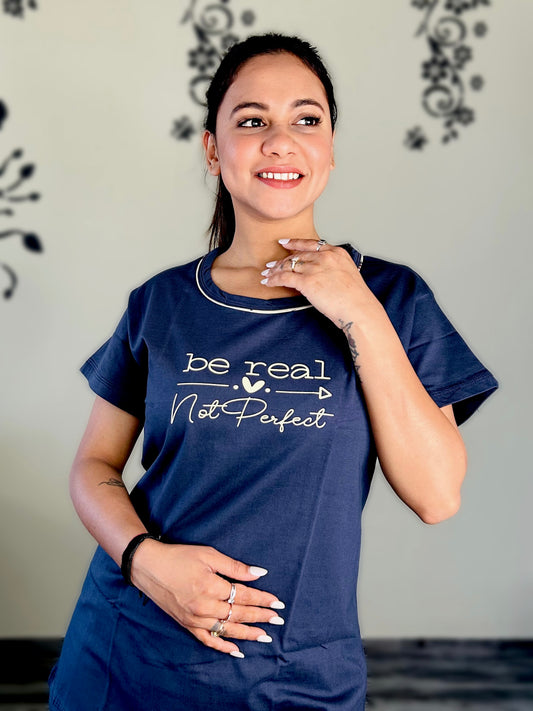 BE REAL NOT PERFECT MIDNIGHT BLUE LOUNGEWEAR