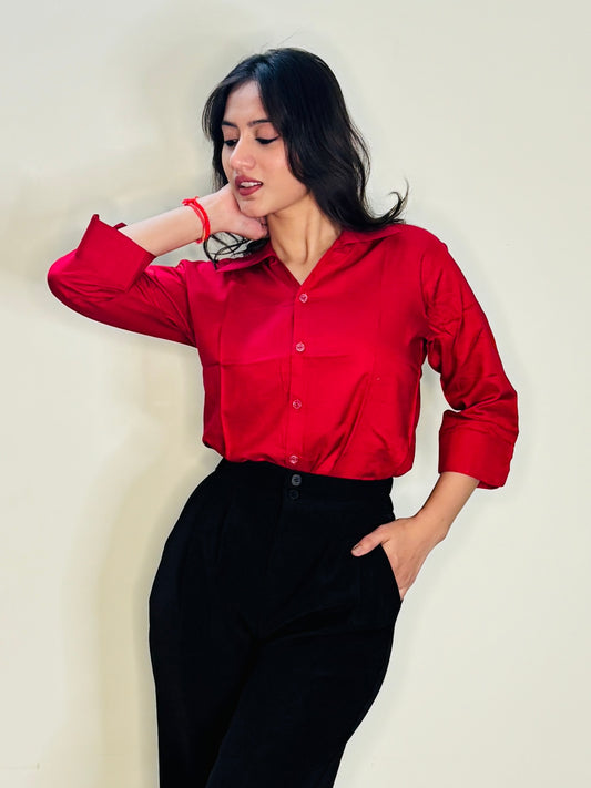 RUBY RED SILK RAYON SHIRT (only shirt)