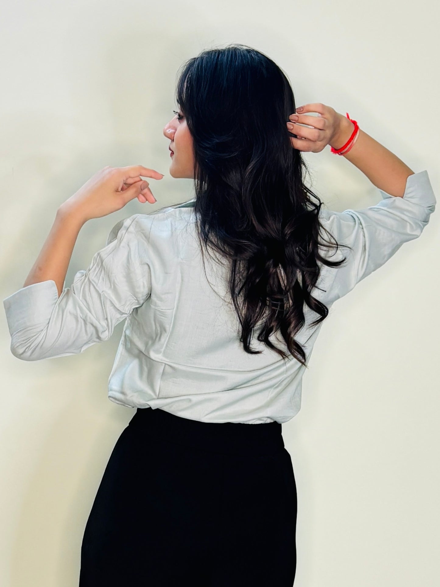 MILKY WHITE SILK RAYON SHIRT (only shirt)