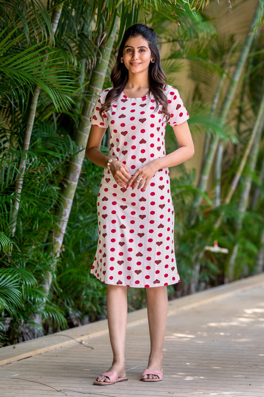 WHITE HEART SHORT NIGHTY