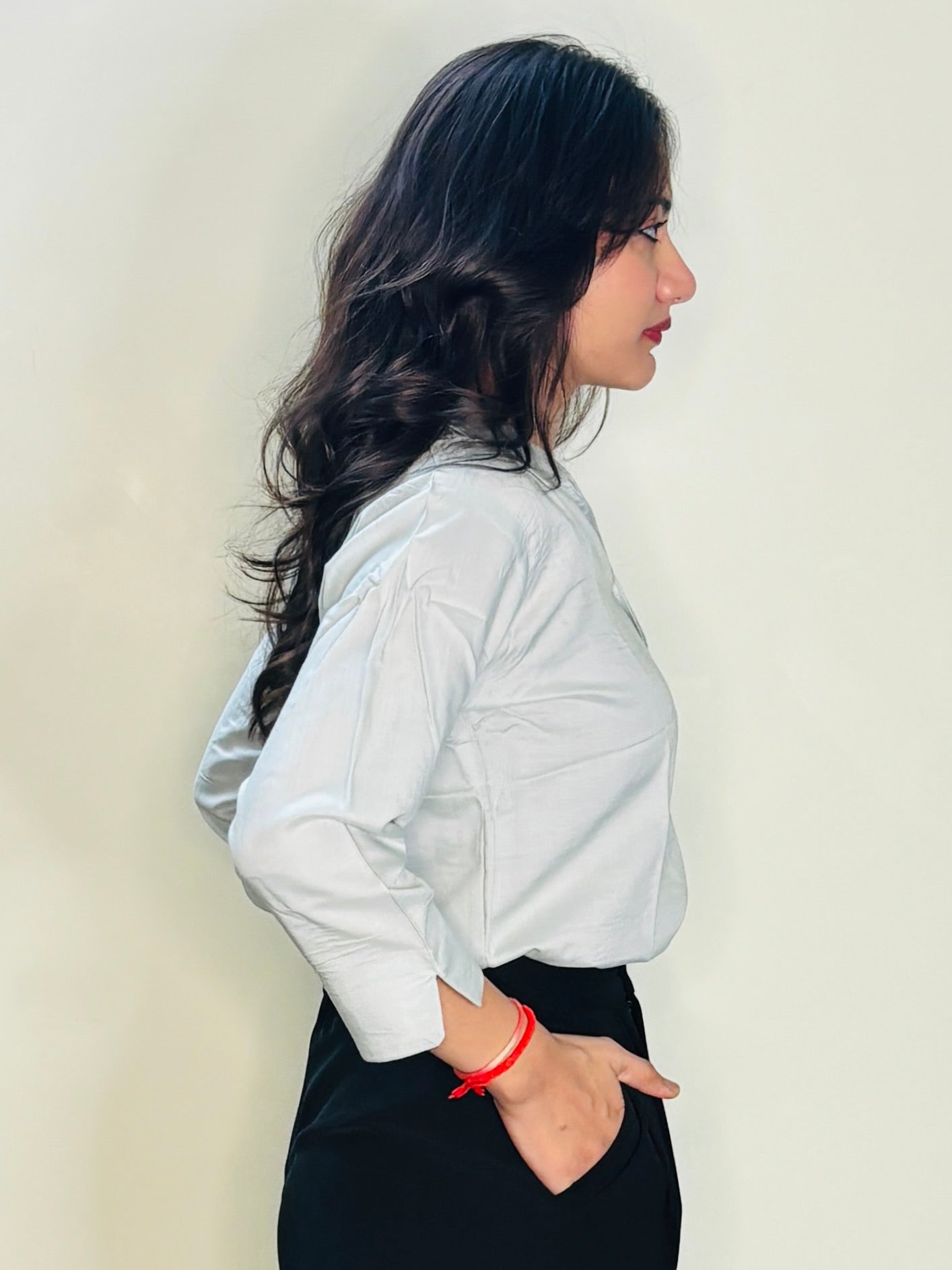 MILKY WHITE SILK RAYON SHIRT (only shirt)