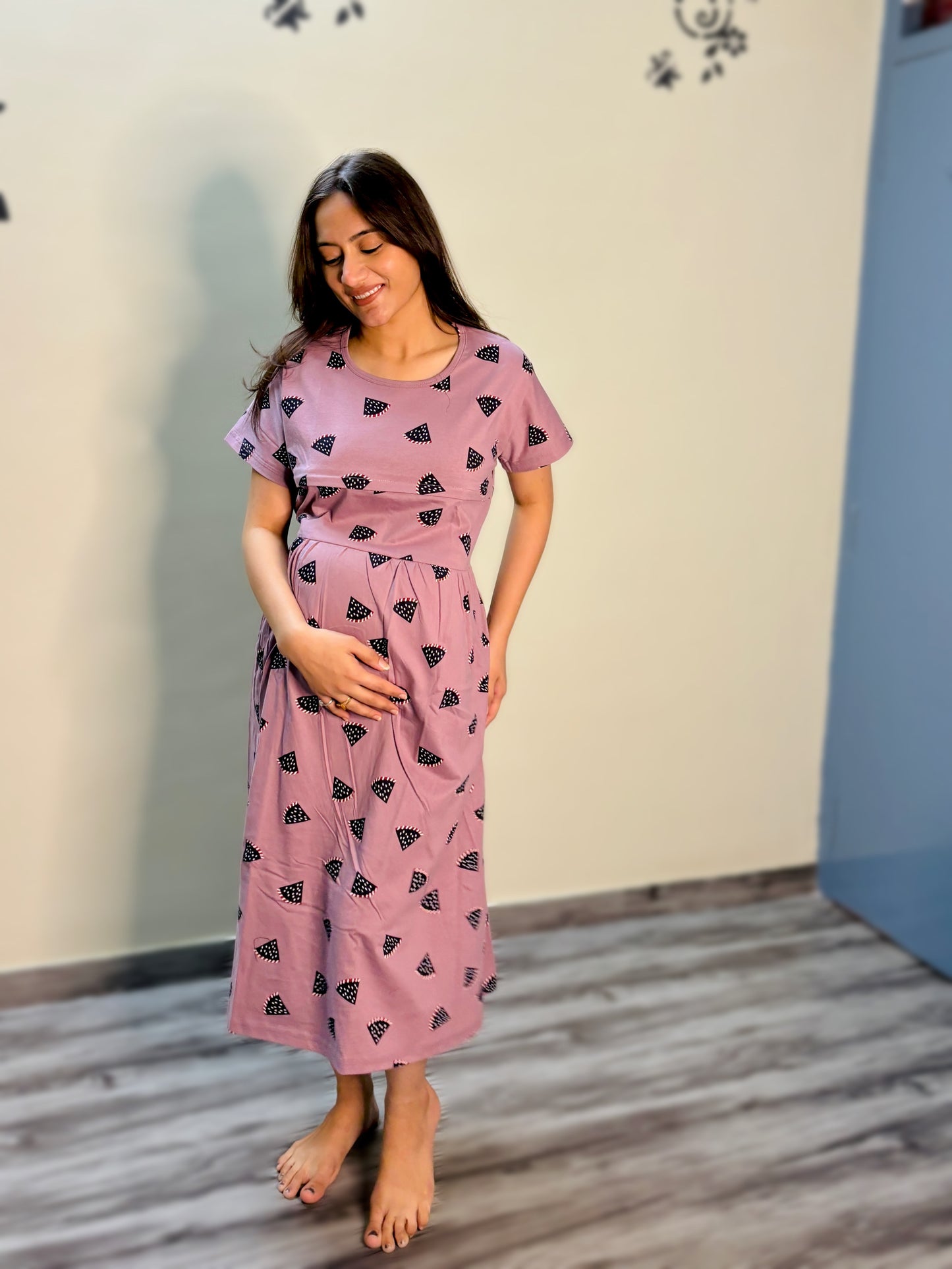 LAVENDER WATERMELON MATERNITY GOWN