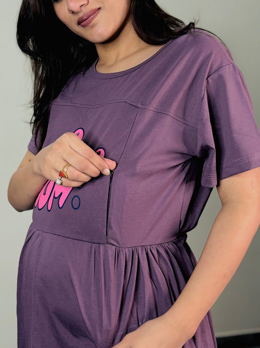 LAVENDER YUMM MATERNITY GOWN