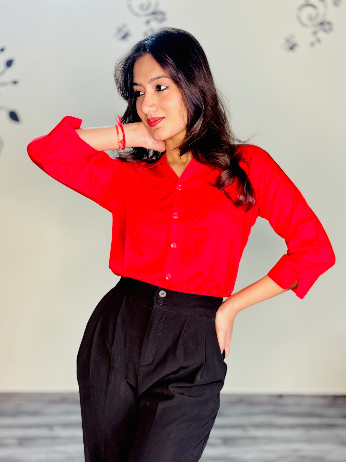 CHERRY RED SILK RAYON SHIRT (only shirt)