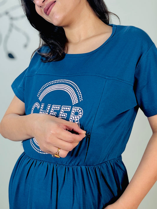 ROYAL BLUE CHEER MATERNITY GOWN