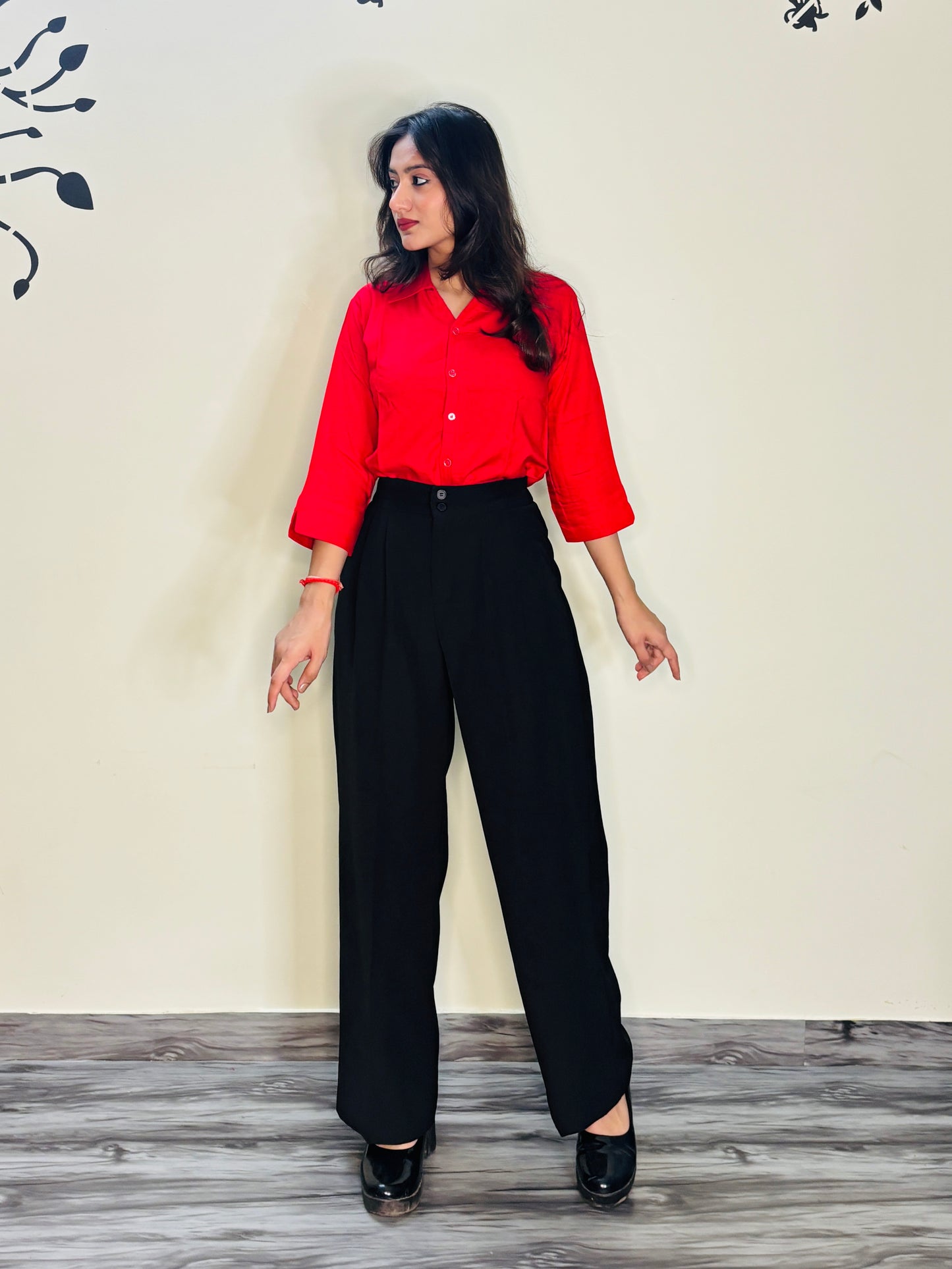 CHERRY RED SILK RAYON SHIRT (only shirt)