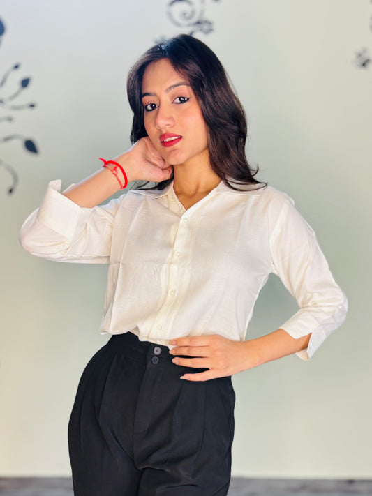 PEARL WHITE SILK RAYON SHIRT (only shirt)