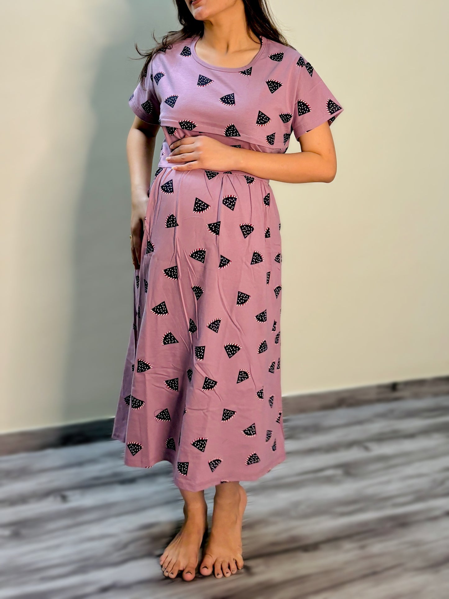 LAVENDER WATERMELON MATERNITY GOWN