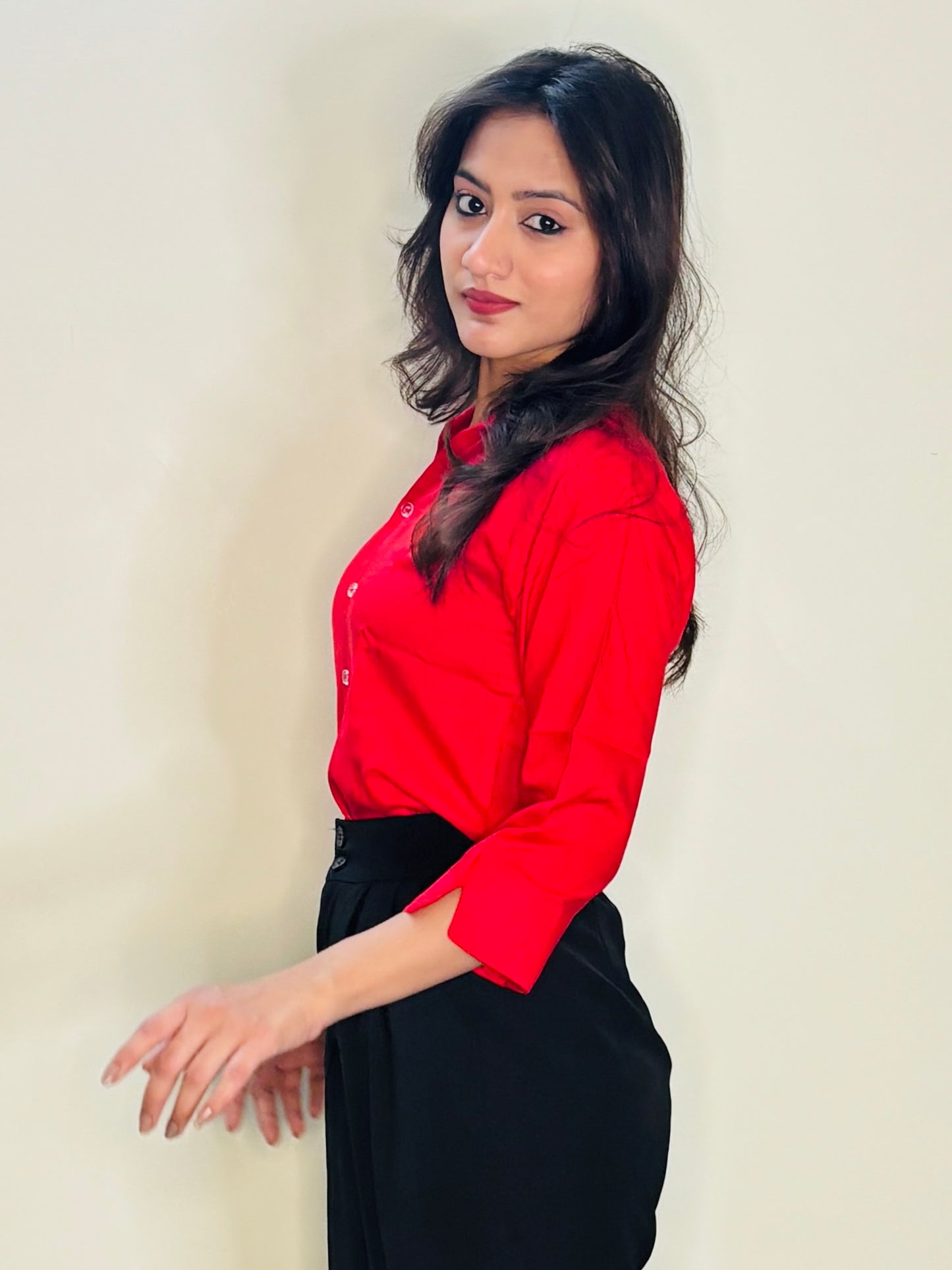 CHERRY RED SILK RAYON SHIRT (only shirt)