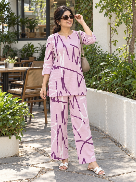 PETAL PINK MUSE RAYON CO-ORD SET