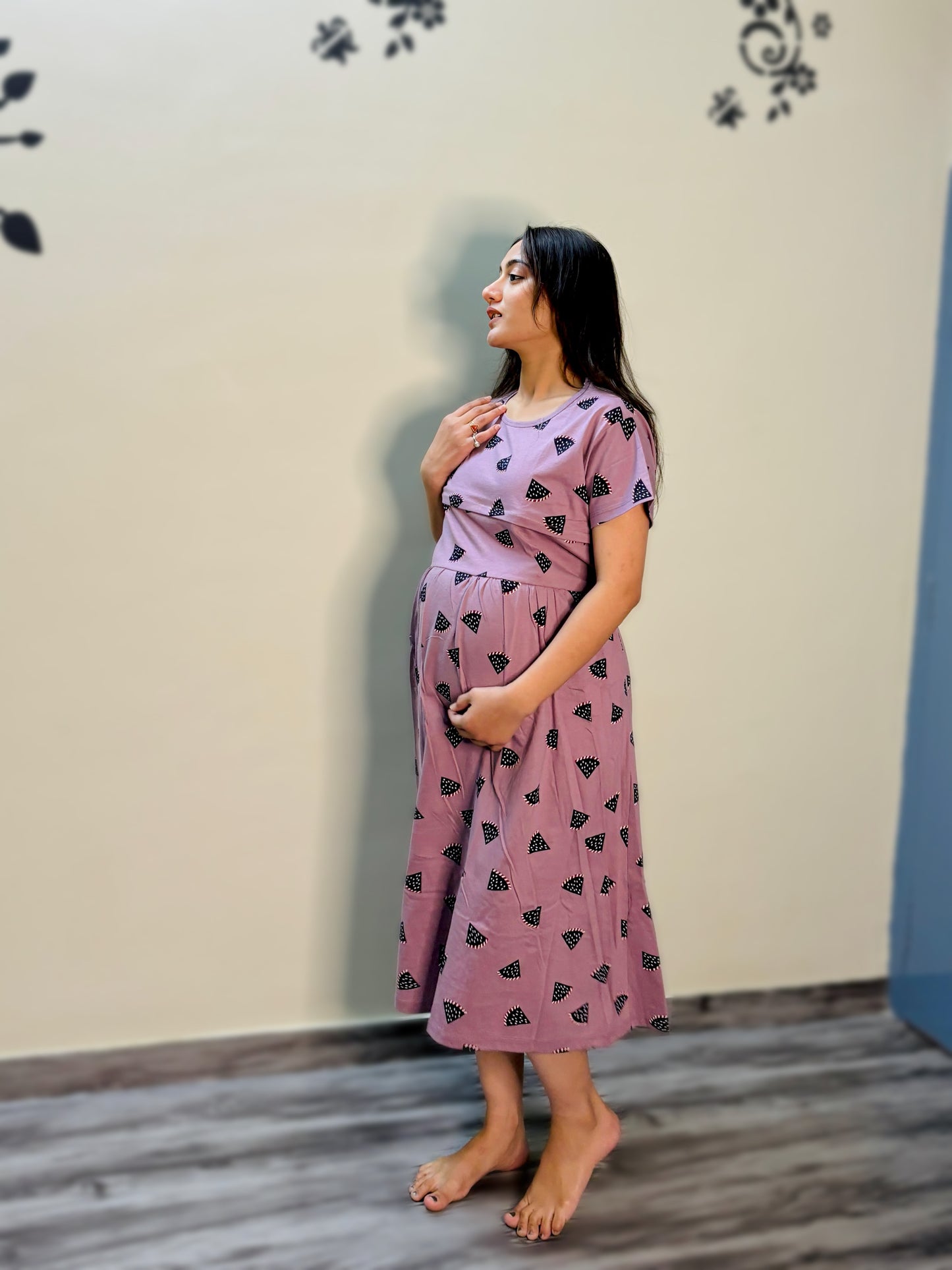 LAVENDER WATERMELON MATERNITY GOWN