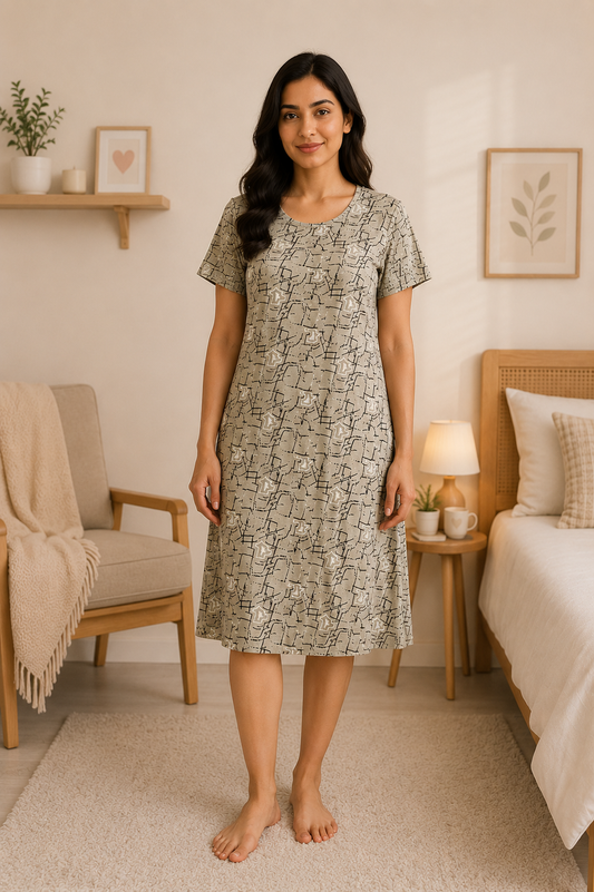 PEBBLE GREY ARTISTIC SHORT NIGHTY
