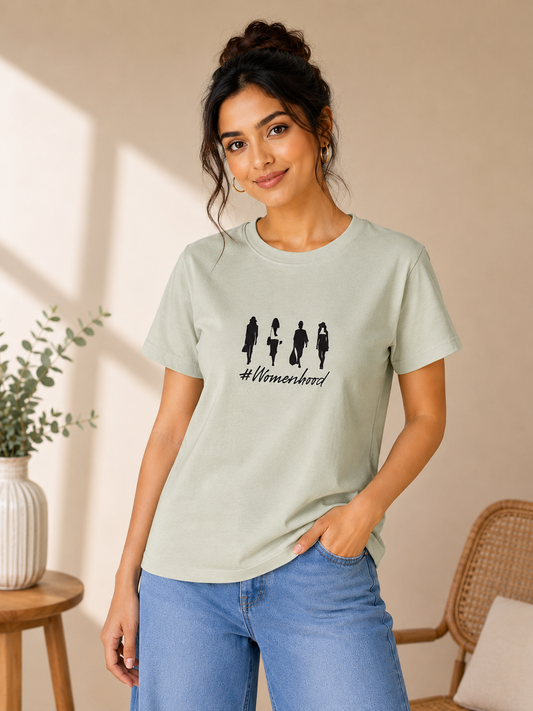 CELADON GREEN WOMENHOOD T-SHIRT