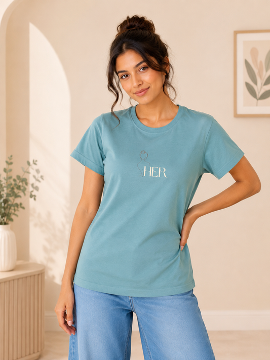 SOFT TURQUOISE FEMININE T-SHIRT