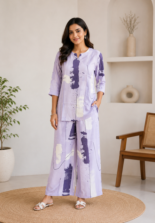 VIOLET WHISPER RAYON CO-ORD SET