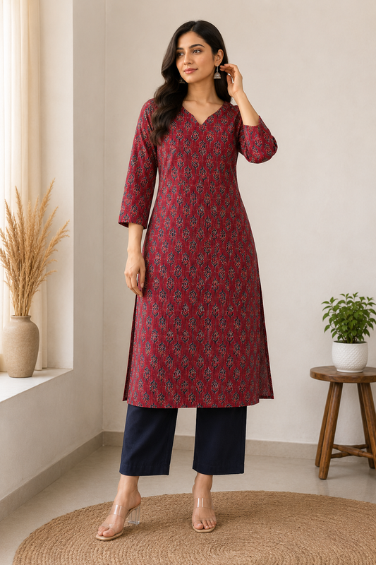 RUBY IKAT CRAFT COTTON KURTI (only kurti)