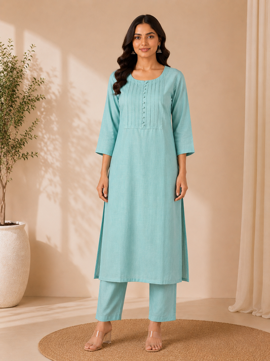 OCEAN BLUE PINTUCK CO-ORD SET