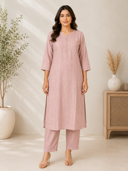ROSE BEIGE TEXTURED ETHNIC CO-ORD SET