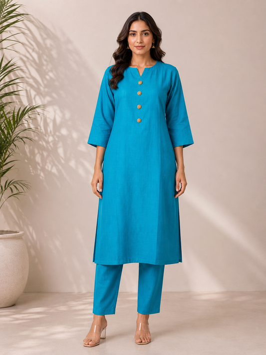 CARIBBEAN BLUE WOVEN CO-ORD SET