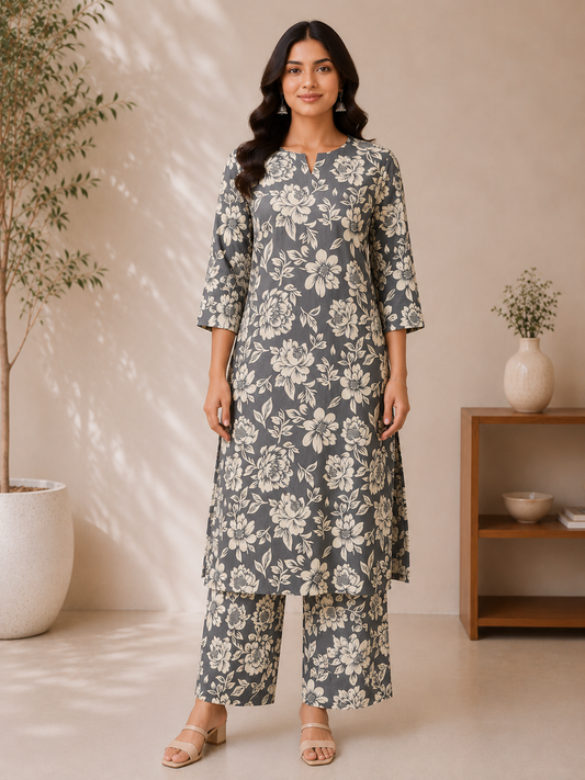 GRAY PETALS HARMONY CO-ORD SET