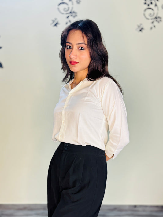 PEARL WHITE SILK RAYON SHIRT (only shirt)