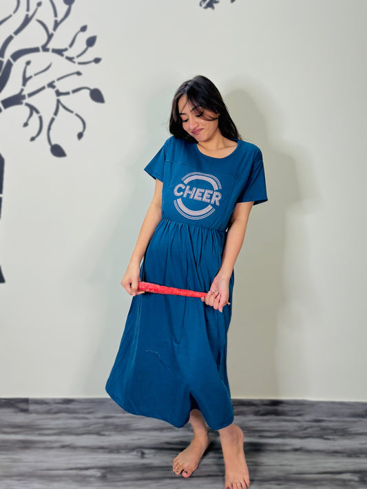 ROYAL BLUE CHEER MATERNITY GOWN