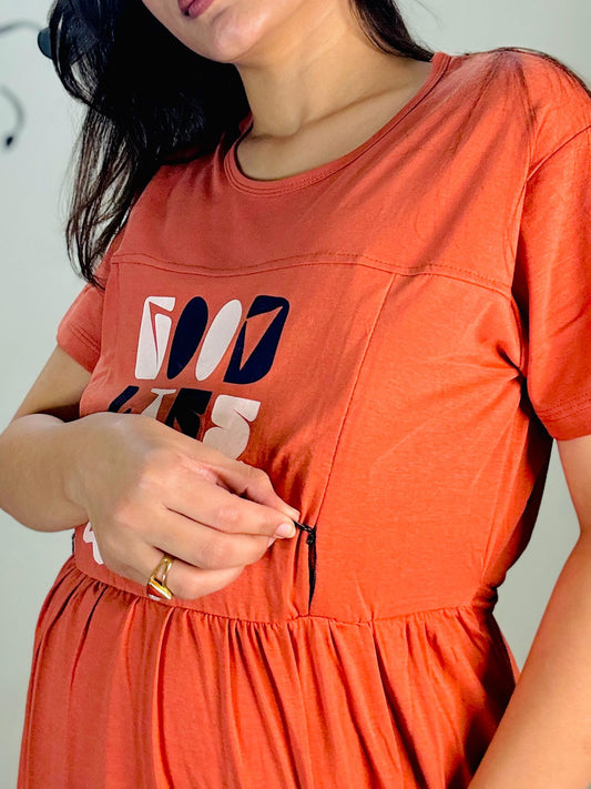 ORANGE GOOD LIFE MATERNITY GOWN