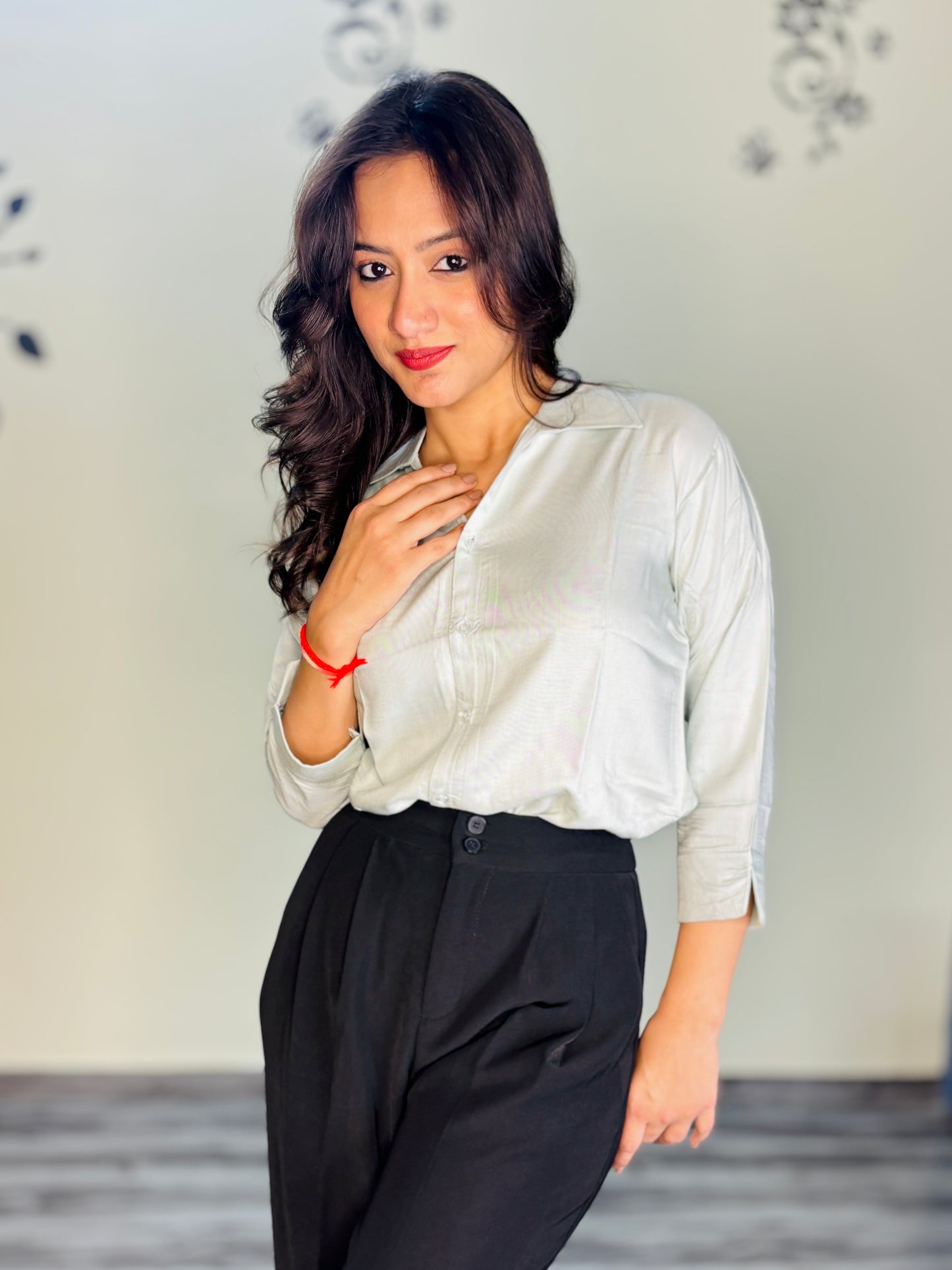 MILKY WHITE SILK RAYON SHIRT (only shirt)