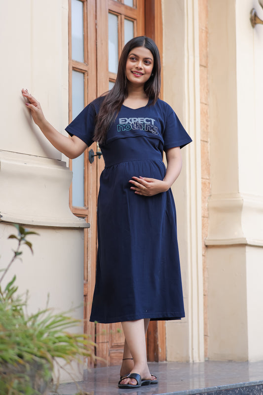 EXPECT NOTHING NAVY BLUE MATERNITY