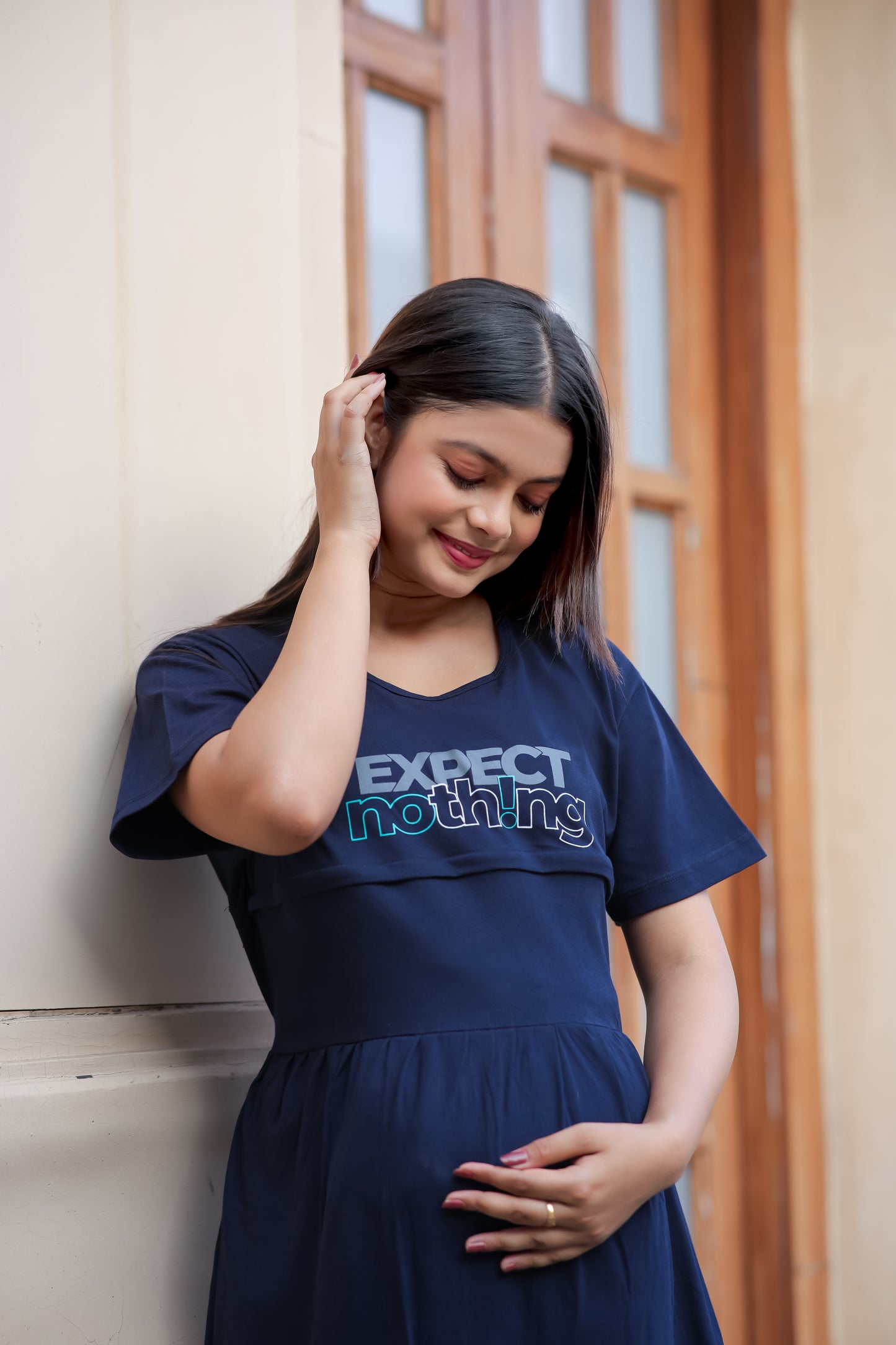 EXPECT NOTHING NAVY BLUE MATERNITY