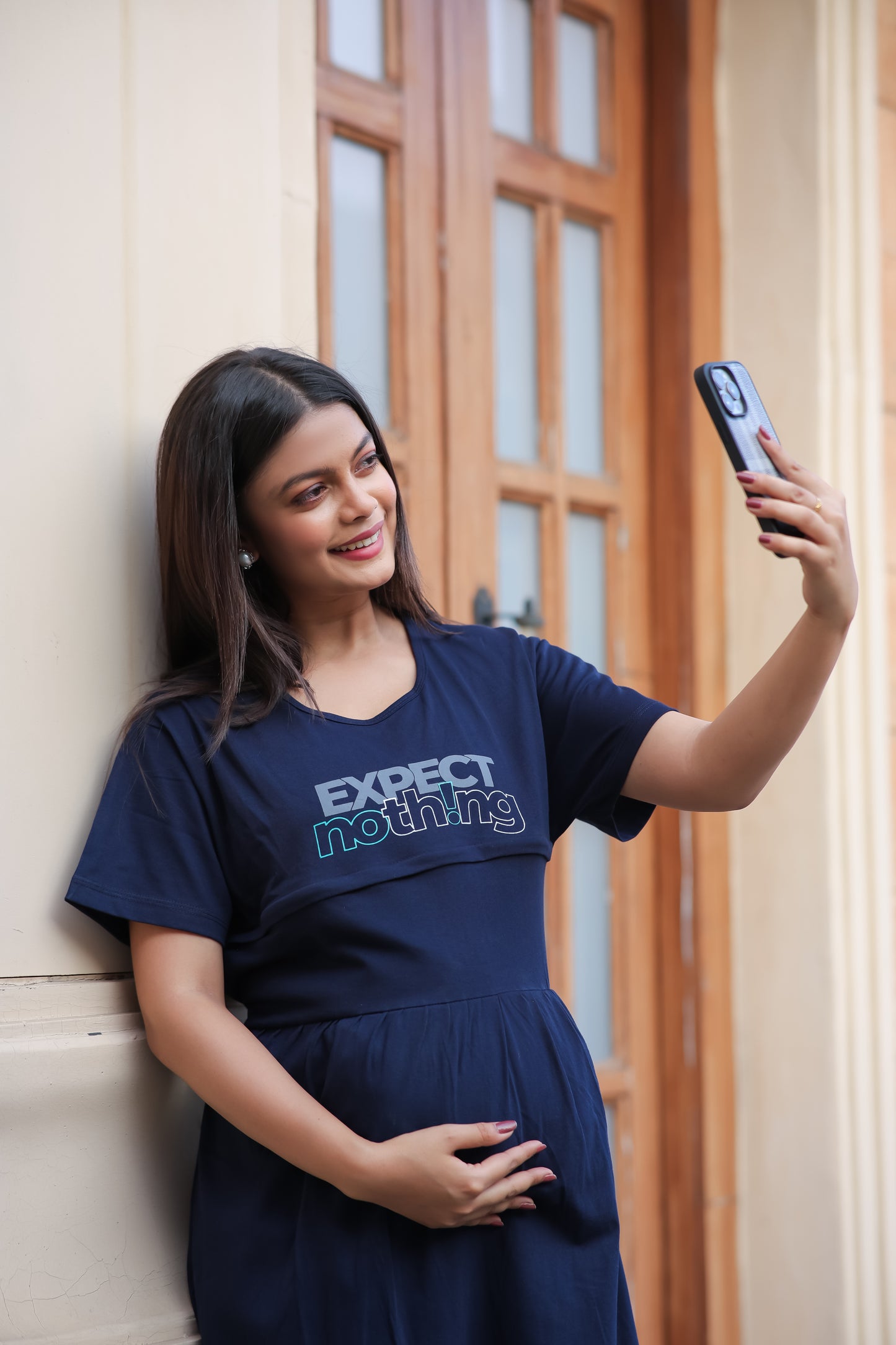 EXPECT NOTHING NAVY BLUE MATERNITY