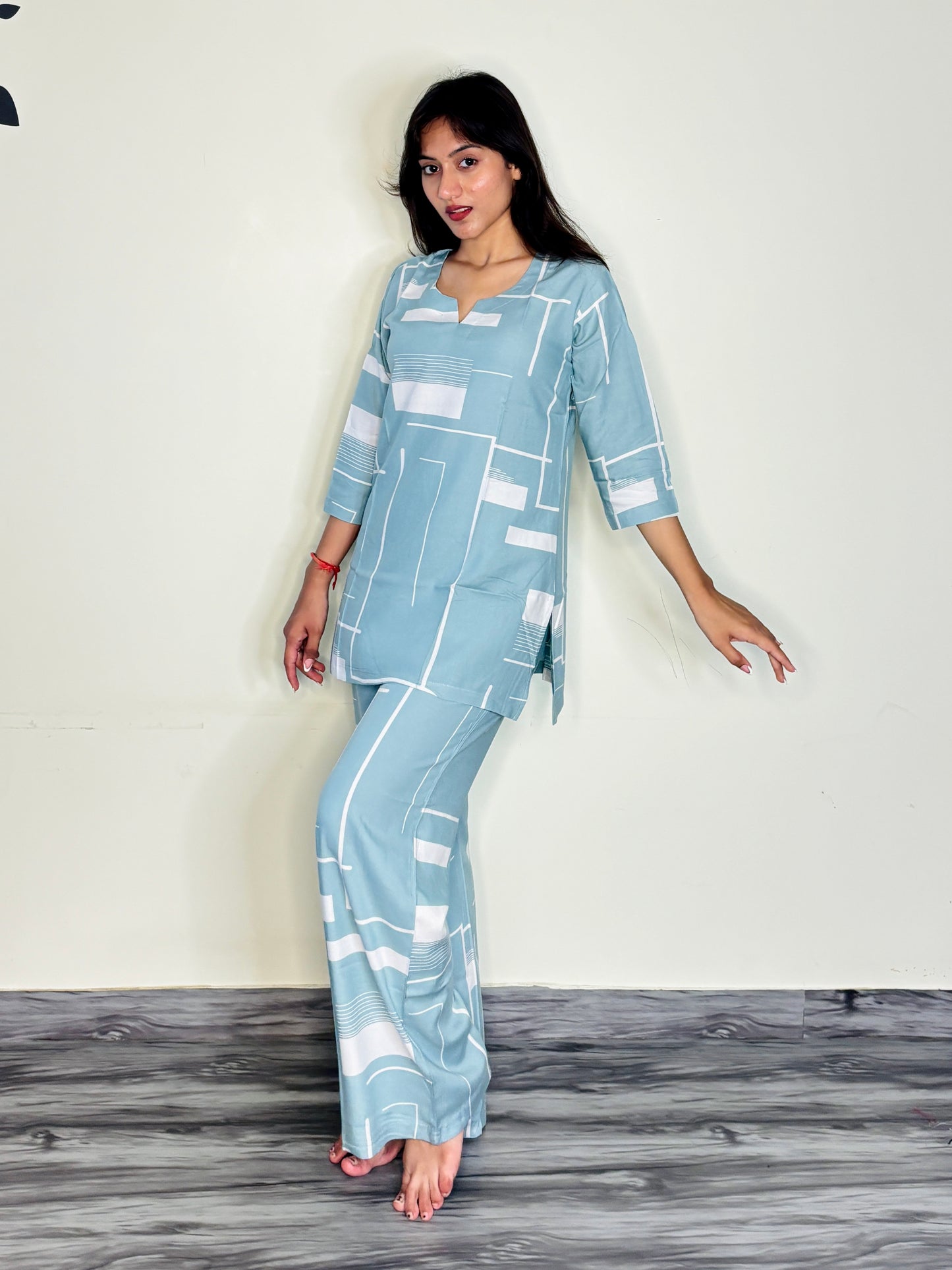 AQUA SERENITY SAGE RAYON CO-ORD SET