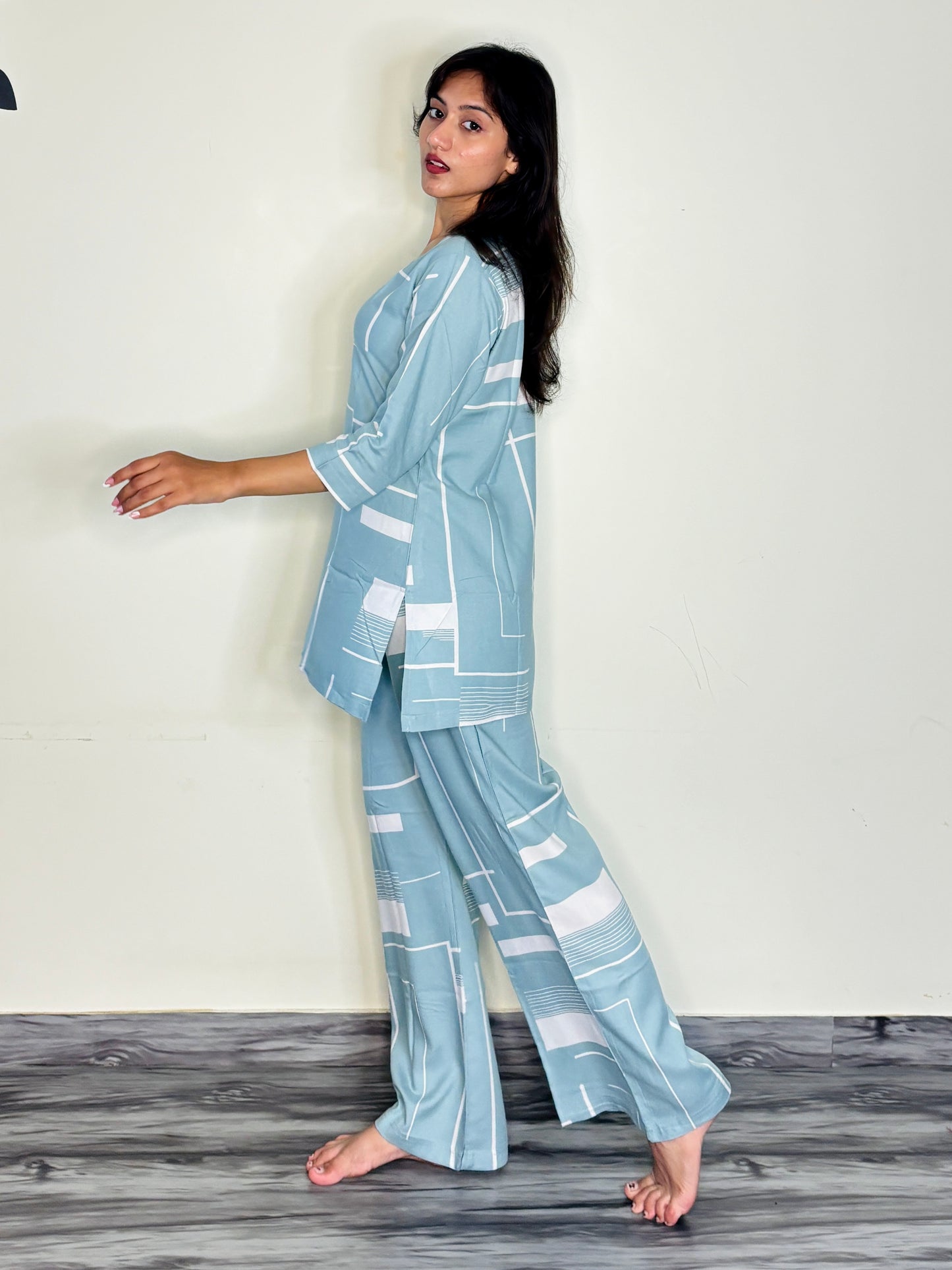 AQUA SERENITY SAGE RAYON CO-ORD SET