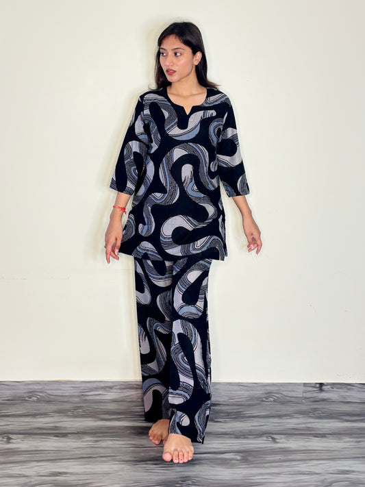 OBSIDIAN MIST FLOW RAYON CO-ORD SET