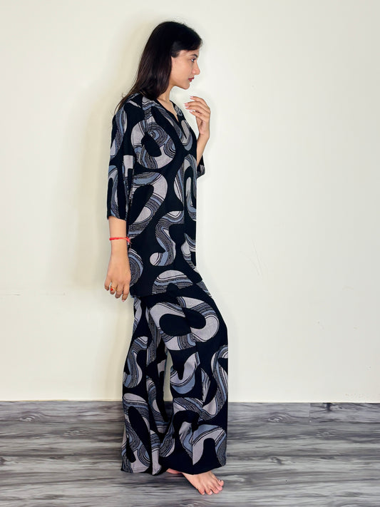 OBSIDIAN MIST FLOW RAYON CO-ORD SET