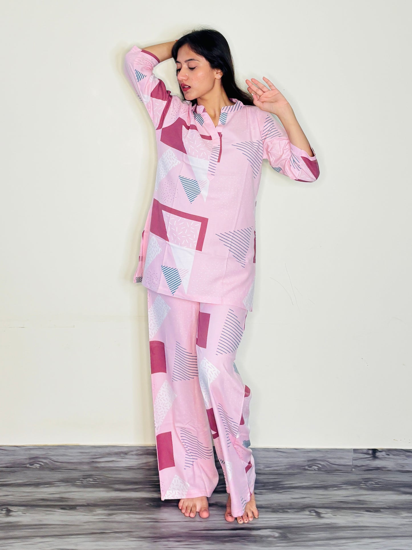 DUSTY PINK PRISM RAYON CO-ORD SET